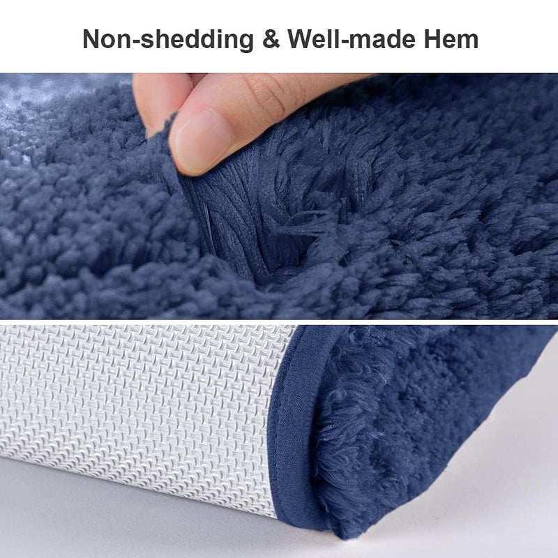 VANZAVANZU Long Bathroom Rugs Runner Bath Runner Rugs for Bathroom Non Slip Extra Soft Absorbent Long Bath Mat Microfiber Shaggy Thick Luxury Bath Mat Runner Machine Washable (20"x70", Navy Blue) - Image 4